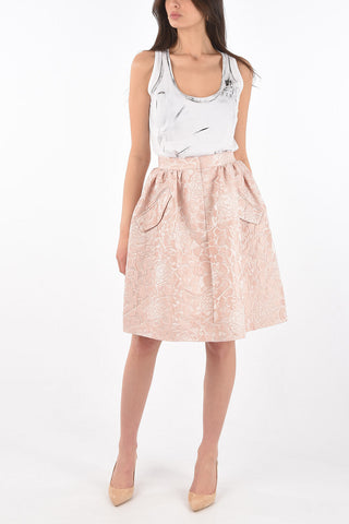brocade high-rise waist below knee POWDER skirt