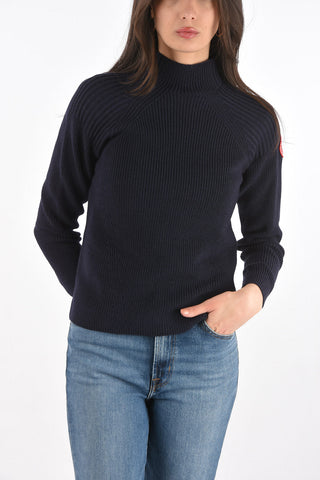 Ribbed Sweater with Mock neck