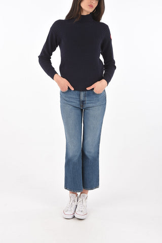 Ribbed Sweater with Mock neck
