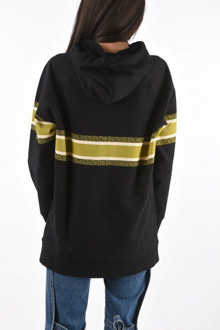 embroidered oversized sweatshirt with hood and maxi patch pocket