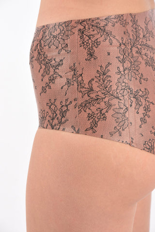 coulotte in latex a vita alta con motivo floreale