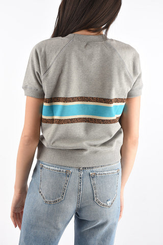 embroidered crew-neck sweatshirt with short sleeve