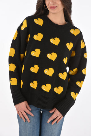 Roundneck Sweater with Hearts Pattern