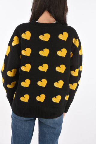 Roundneck Sweater with Hearts Pattern