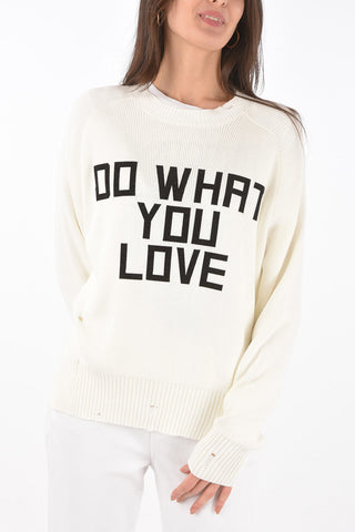 Crewneck Ribbed Sweater DELILAH with Flock Print