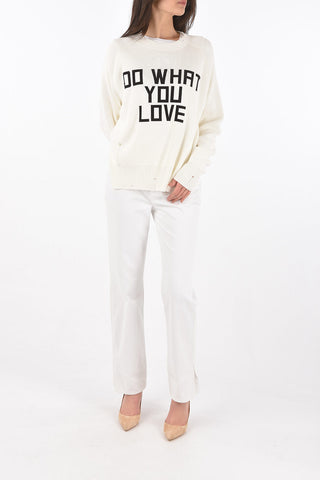 Crewneck Ribbed Sweater DELILAH with Flock Print