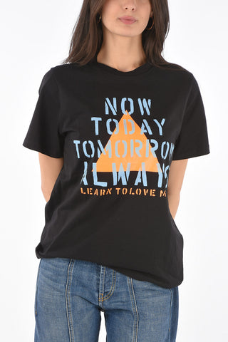 crew-neck t-shirt with front print