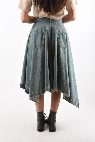 Asymmetric Denim Skirt with High-rise 