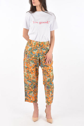 floral patterned carrot fit cropped pants