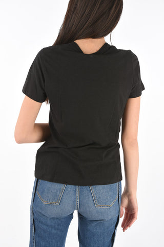 crew-neck t-shirt with embroidered Beads and sequin