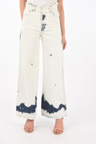 High rise Frayed Hems Tye-dye Jeans