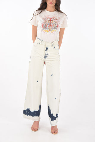 High rise Frayed Hems Tye-dye Jeans