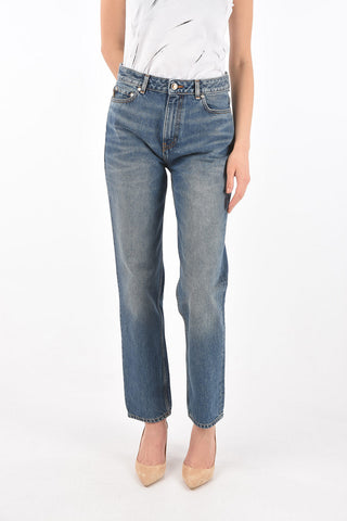 high-rise waist straight fit jeans
