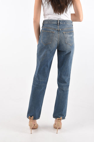 high-rise waist straight fit jeans