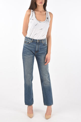 high-rise waist straight fit jeans