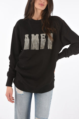 crew-neck sweatshirt with crystal logo