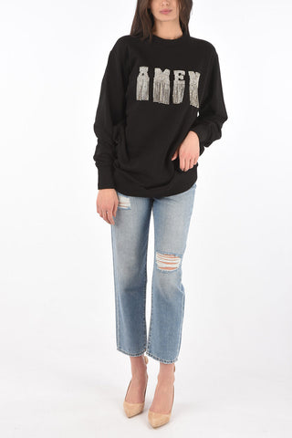 crew-neck sweatshirt with crystal logo