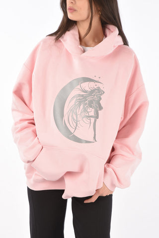 felpa oversized stampata con maxi tasca a toppa