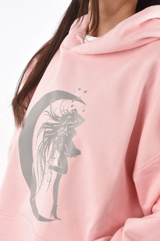 felpa oversized stampata con maxi tasca a toppa