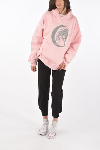 felpa oversized stampata con maxi tasca a toppa
