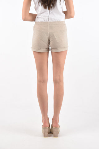 drawstring waist lurex shorts