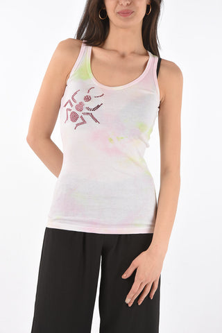 tank top a costine effetto tie dye