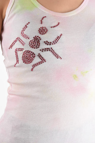 tank top a costine effetto tie dye