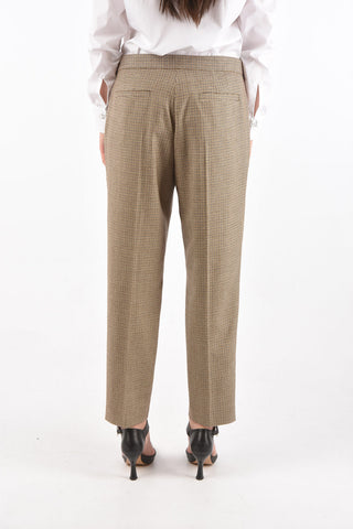 Single-pleated Chino Trousers HELEN with Houndstooth Pattern