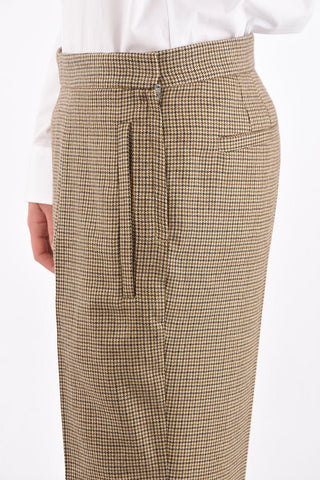 Single-pleated Chino Trousers HELEN with Houndstooth Pattern