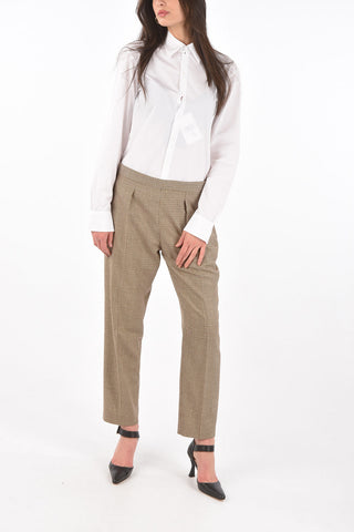 Single-pleated Chino Trousers HELEN with Houndstooth Pattern