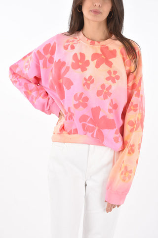 Tye-dye Crewneck Sweatshirt with Flower Print