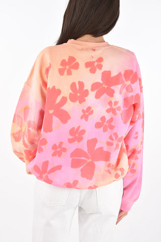 Tye-dye Crewneck Sweatshirt with Flower Print