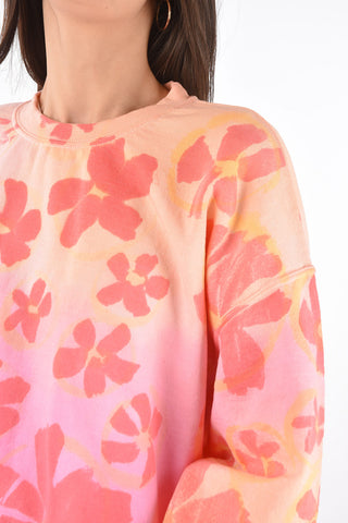 Tye-dye Crewneck Sweatshirt with Flower Print