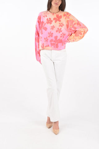 Tye-dye Crewneck Sweatshirt with Flower Print