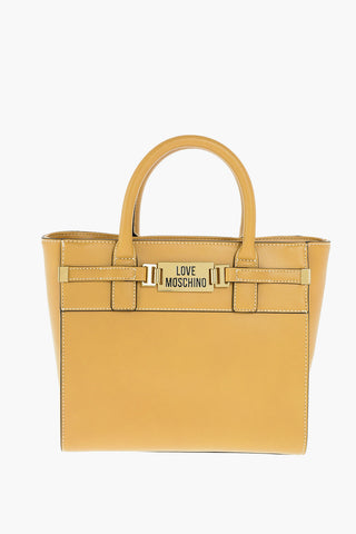 LOVE golden details faux leather top handle bag with removable shoulder strap