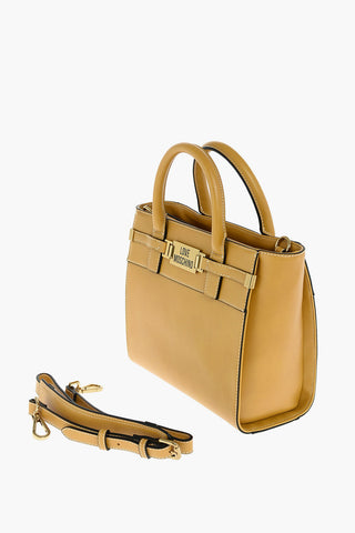 LOVE golden details faux leather top handle bag with removable shoulder strap