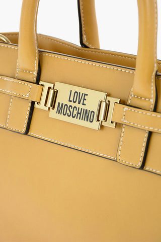 LOVE golden details faux leather top handle bag with removable shoulder strap