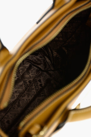 LOVE golden details faux leather top handle bag with removable shoulder strap