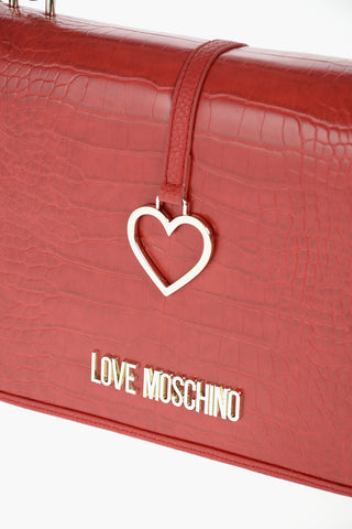 LOVE Crocodile Effect faux leather crossbody bag