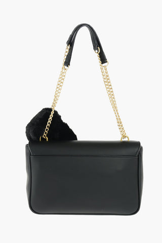 LOVE borsa a spalla in ecopelle con applicazione in ecopelliccia