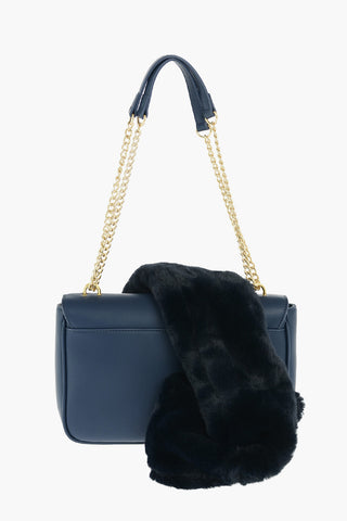 LOVE faux leather shoulder bag with faux fur