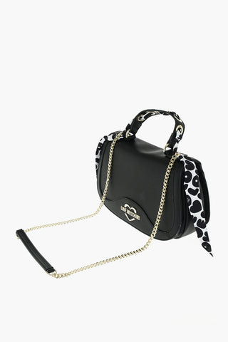 LOVE faux leather shoulder bag with braided Neckerchief