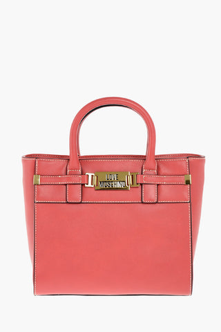 LOVE faux leather top handle bag with golden details