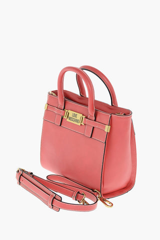 LOVE faux leather top handle bag with golden details