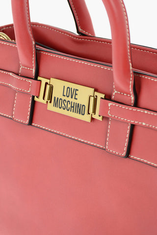 LOVE faux leather top handle bag with golden details