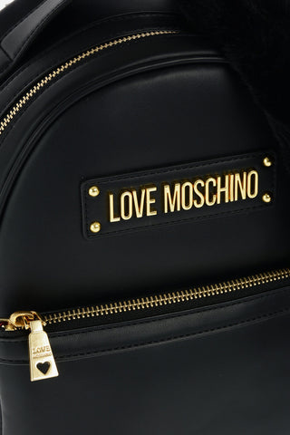 LOVE faux leather backpack with faux fur applied