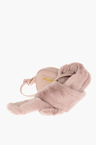 LOVE faux fur applied mini crossbody bag