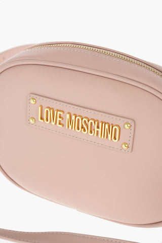 LOVE faux fur applied mini crossbody bag