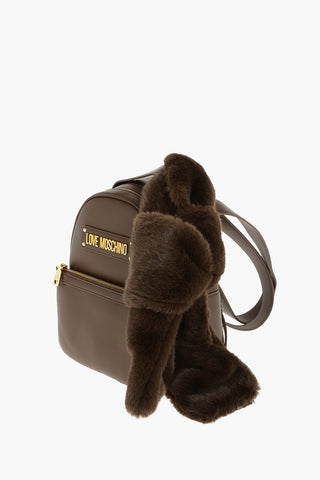 LOVE faux leather backpack with faux fur Applied