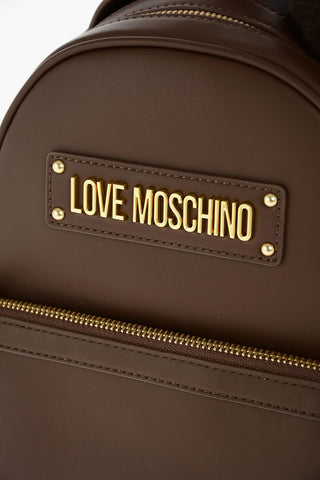 LOVE faux leather backpack with faux fur Applied